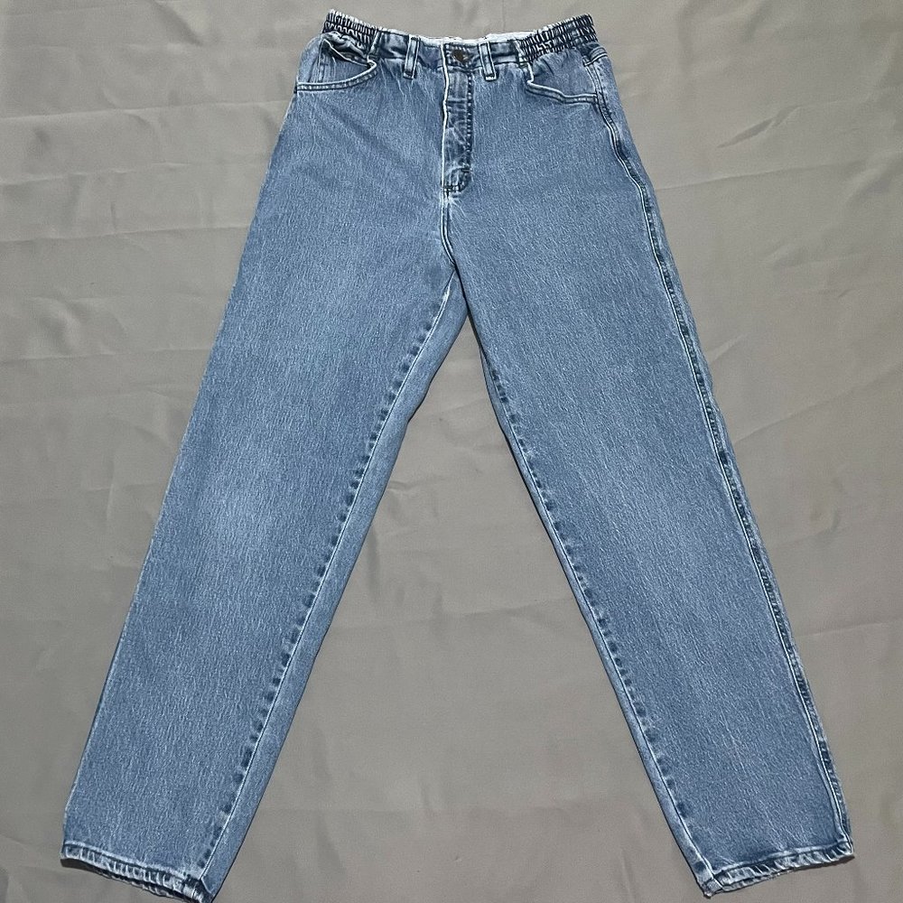 Lee Jeans Women's 10 Medium 80s Style Mom Blue Jeans High Waist Stone Wash Denim